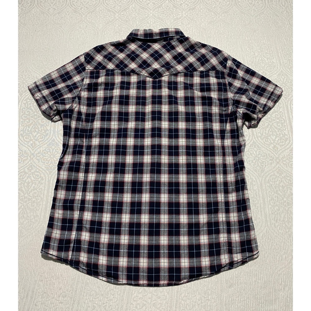 Urban Pipeline Western Rodeo Shirt Mens Large Blue Short Sleeve Plaid Pearl Snap - Picture 4 of 8